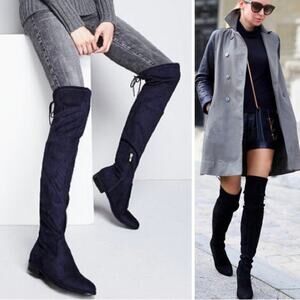 NEW MARC FISHER Boots Size 7 Humor Over the Knee Black Faux Suede NWOT